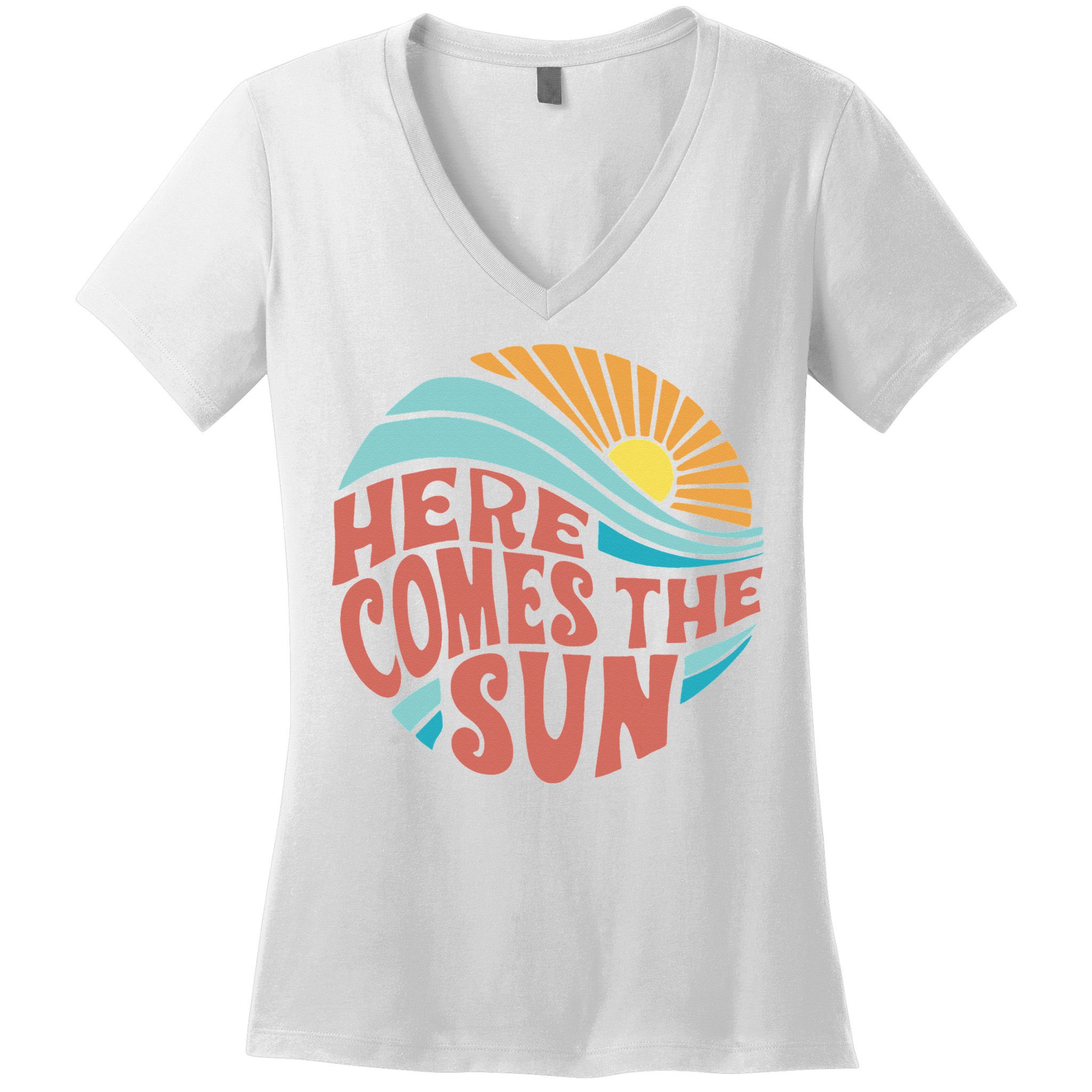 Here Comes The Sun  Baby Summer Beach Women's V-Neck T-Shirt