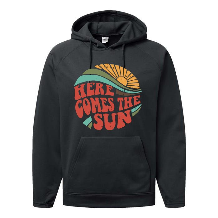 Here Comes The Sun Retro Style Performance Fleece Hoodie