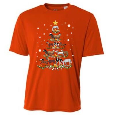 Horses Christmas Tree Horse Xmas Ornats Gift Cooling Performance Crew T-Shirt