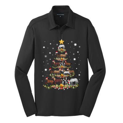 Horses Christmas Tree Horse Xmas Ornats Gift Silk Touch Performance Long Sleeve Polo