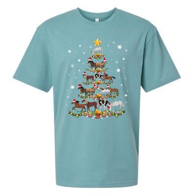 Horses Christmas Tree Horse Xmas Ornats Gift Sueded Cloud Jersey T-Shirt