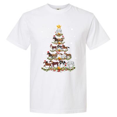 Horses Christmas Tree Horse Xmas Ornats Gift Garment-Dyed Heavyweight T-Shirt