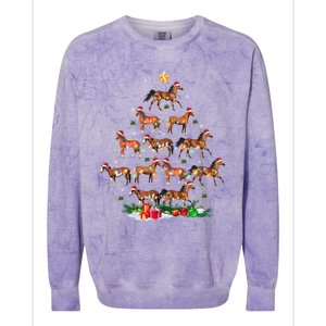 Horses Christmas Tree Horse Xmas Ornats Gift Colorblast Crewneck Sweatshirt