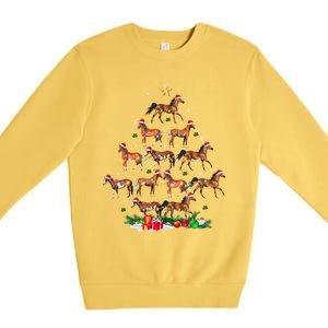 Horses Christmas Tree Horse Xmas Ornats Gift Premium Crewneck Sweatshirt