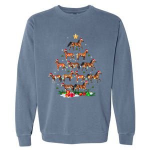 Horses Christmas Tree Horse Xmas Ornats Gift Garment-Dyed Sweatshirt