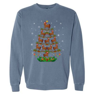 Horses Christmas Tree Horses Lover Xmas Tree Horses Gift Garment-Dyed Sweatshirt