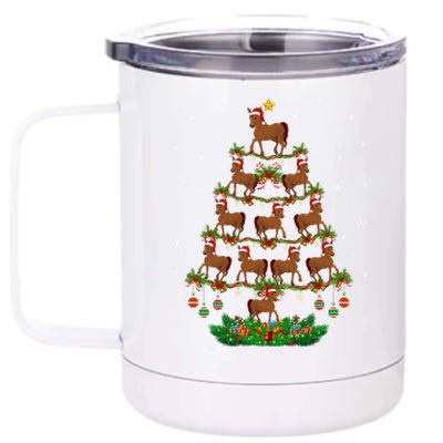 Horses Christmas Tree Horses Lover Xmas Tree Horses Gift 12 oz Stainless Steel Tumbler Cup