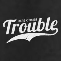 Here Comes Trouble Funny Trouble Maker 7 Panel Mesh Trucker Snapback Hat