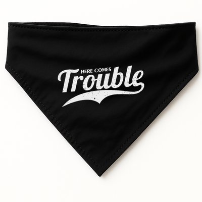 Here Comes Trouble Funny Trouble Maker USA-Made Doggie Bandana