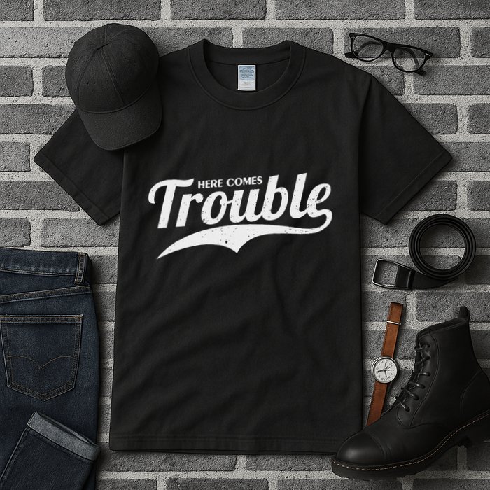 Here Comes Trouble Funny Trouble Maker Tall T-Shirt