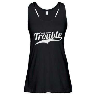 Here Comes Trouble Funny Trouble Maker Ladies Essential Flowy Tank