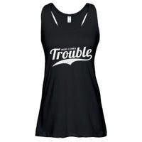 Here Comes Trouble Funny Trouble Maker Ladies Essential Flowy Tank