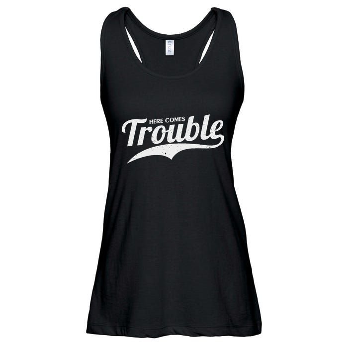 Here Comes Trouble Funny Trouble Maker Ladies Essential Flowy Tank