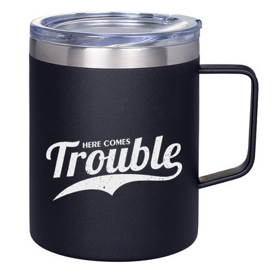 Here Comes Trouble Funny Trouble Maker 12oz Stainless Steel Coffee Mug