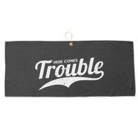 Here Comes Trouble Funny Trouble Maker Large Microfiber Waffle Golf Towel
