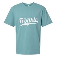 Here Comes Trouble Funny Trouble Maker Sueded Cloud Jersey T-Shirt
