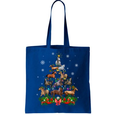 Horses Christmas Tree Lights Funny Horse Lovers Xmas Gift Tote Bag