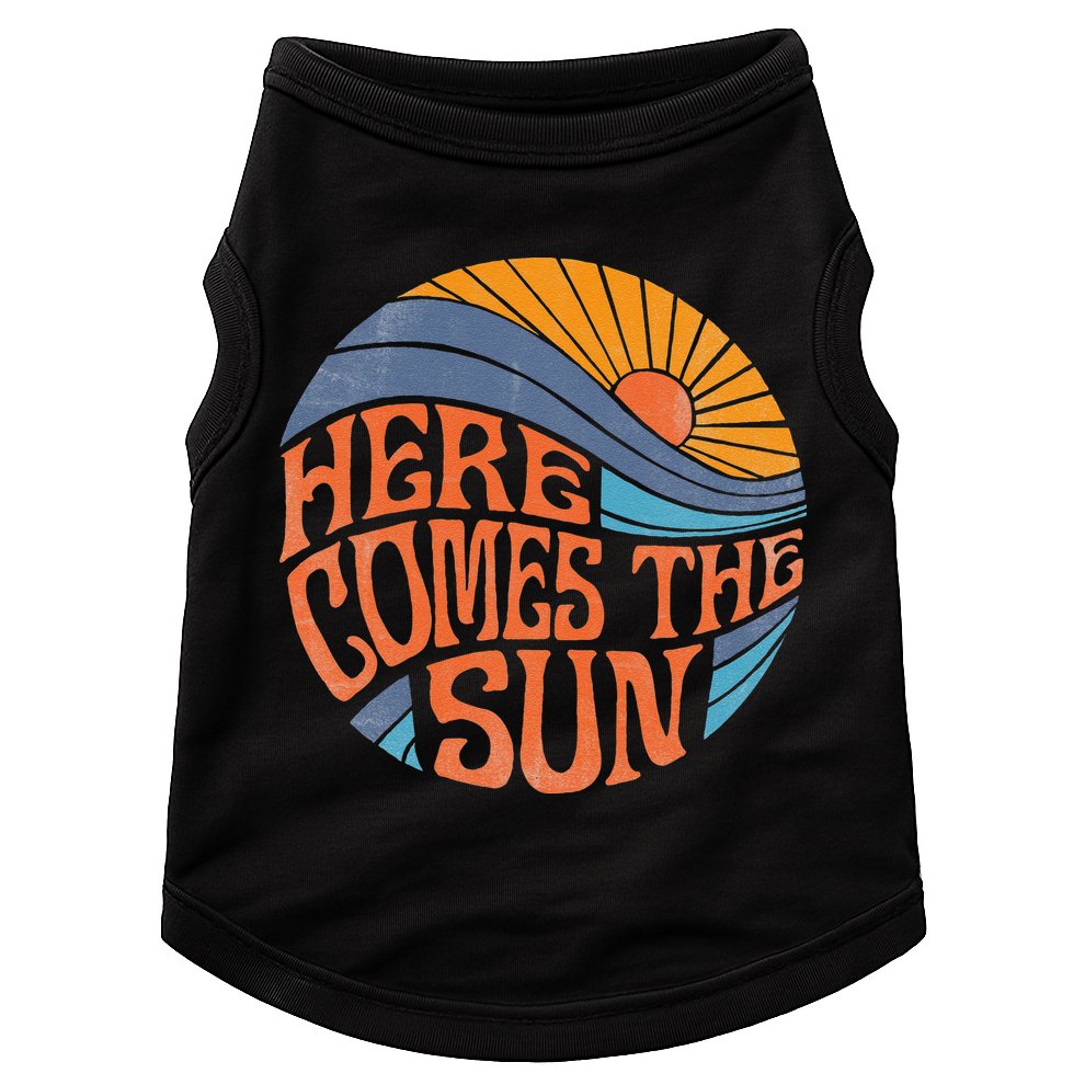 Here Comes The Sun Vintage Retro Sixties Surf Summer Beach Doggie Tank