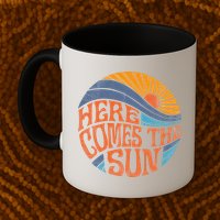 Here Comes The Sun Vintage Retro Sixties Surf Summer Beach Mug