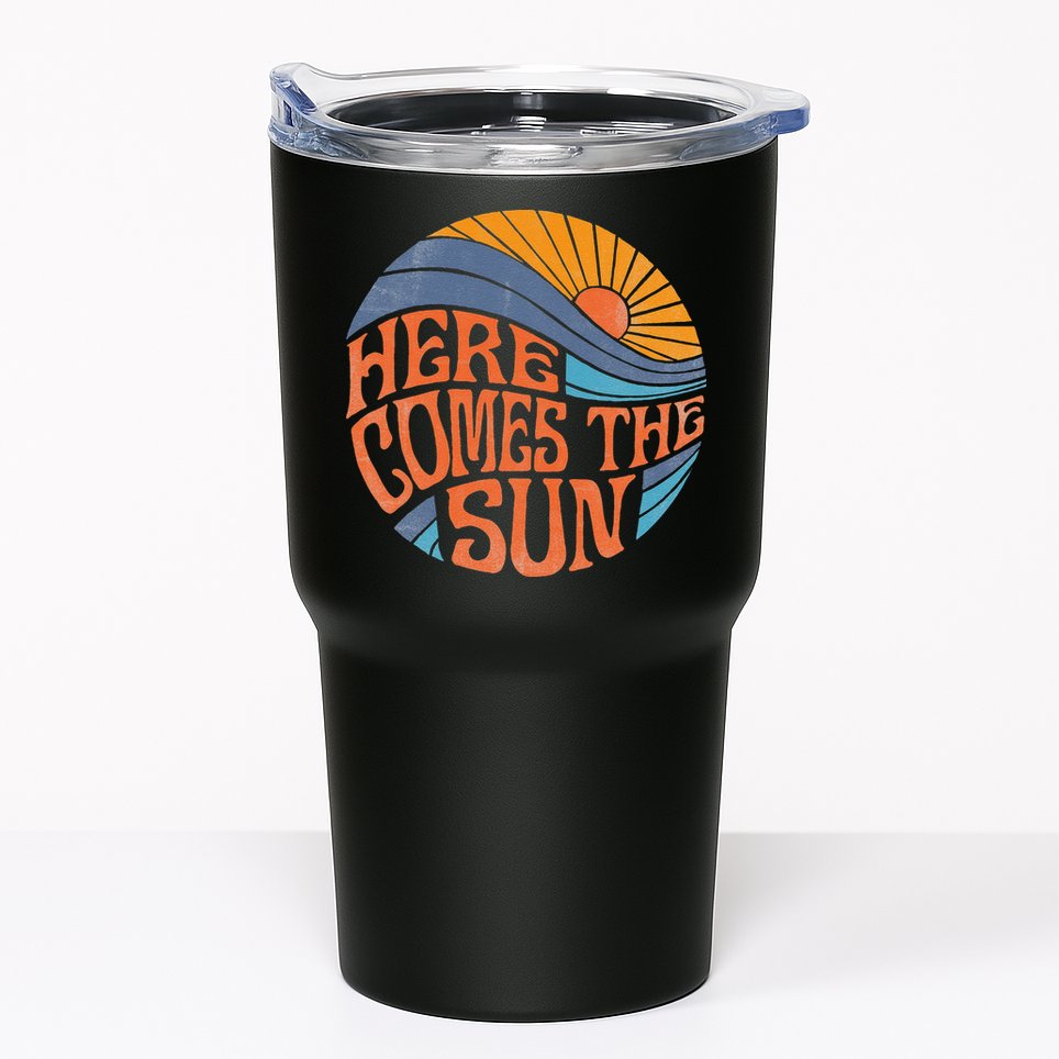 Here Comes The Sun Vintage Retro Sixties Surf Summer Beach Tumbler