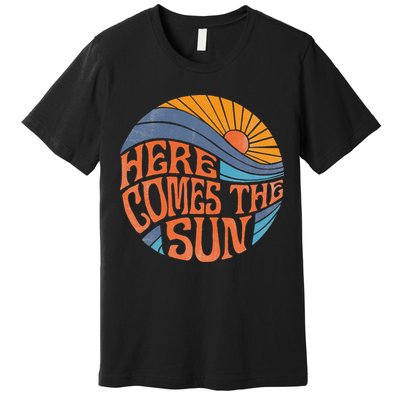 Here Comes The Sun Vintage Retro Sixties Surf Summer Beach Premium T-Shirt