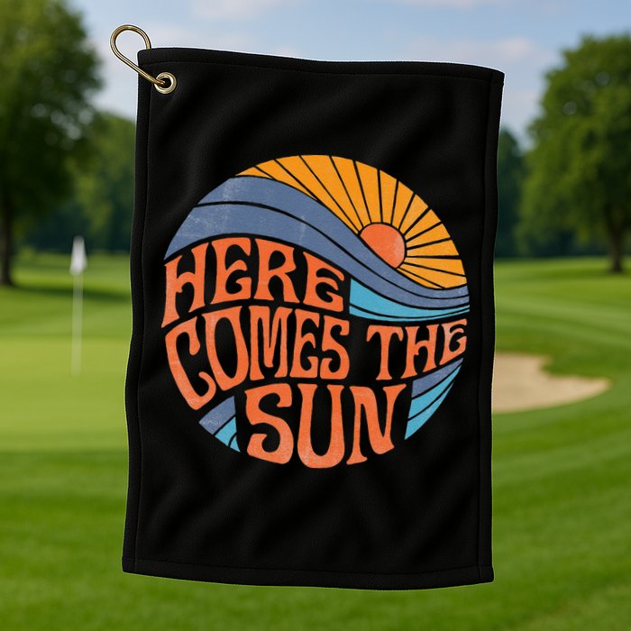 Here Comes The Sun Vintage Retro Sixties Surf Summer Beach Golf Towel