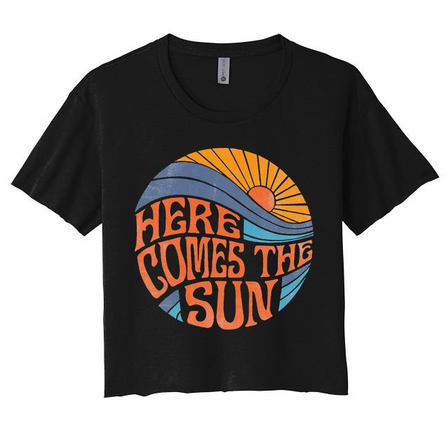 Here Comes The Sun Vintage Retro Sixties Surf Summer Beach Crop Top