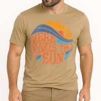 Here Comes The Sun Vintage Retro Sixties Surf Summer Beach Performance Shirt