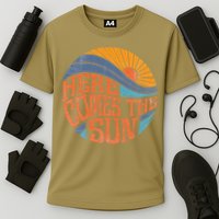 Here Comes The Sun Vintage Retro Sixties Surf Summer Beach Performance Shirt