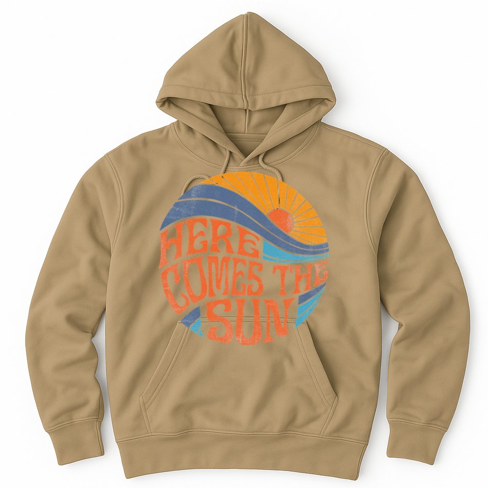 Here Comes The Sun Vintage Retro Sixties Surf Summer Beach Hoodie