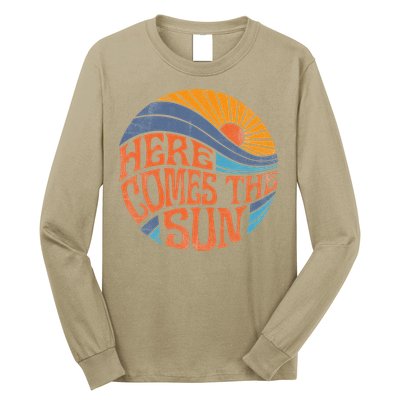 Here Comes The Sun Vintage Retro Sixties Surf Summer Beach Long Sleeve Shirt