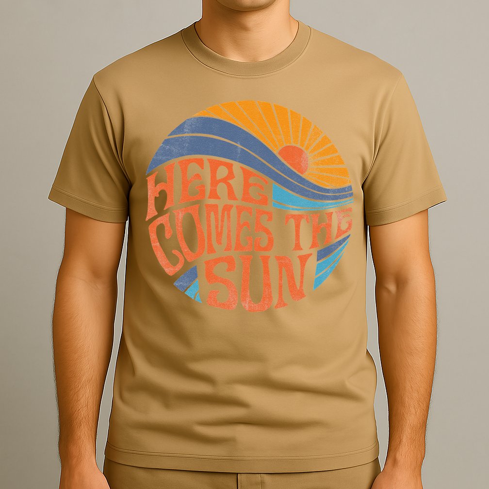 Here Comes The Sun Vintage Retro Sixties Surf Summer Beach T-Shirt
