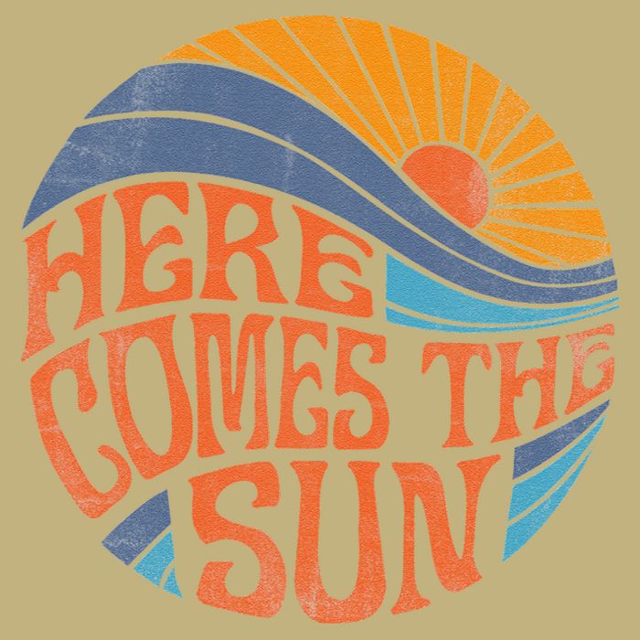 Here Comes The Sun Vintage Retro Sixties Surf Summer Beach Button