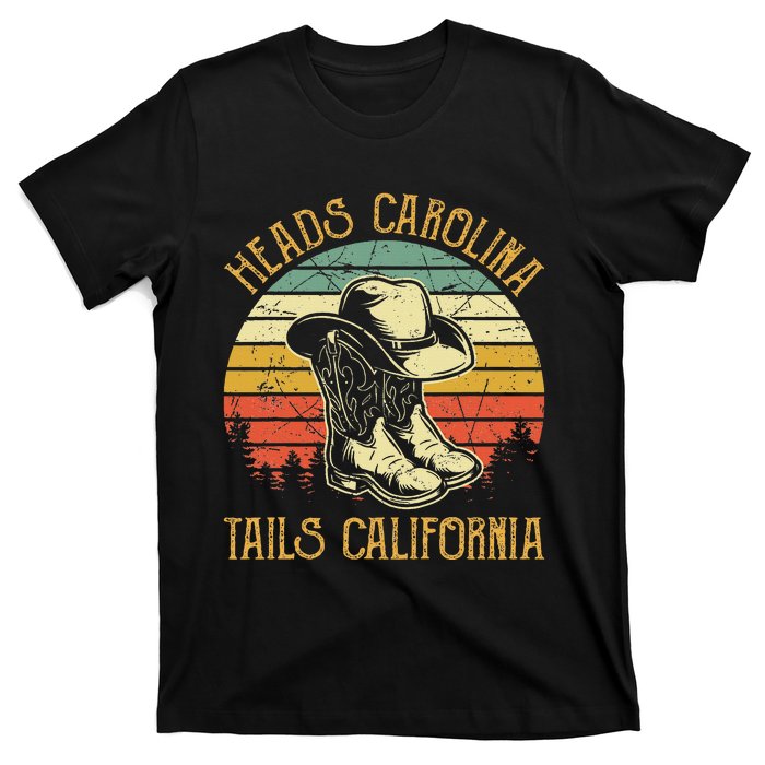 Heads Carolina Tail California Western Cowgirl Country Music T-Shirt