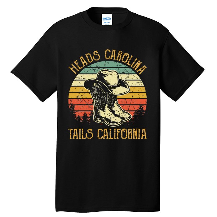 Heads Carolina Tail California Western Cowgirl Country Music Tall T-Shirt