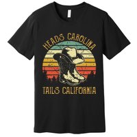 Heads Carolina Tail California Western Cowgirl Country Music Premium T-Shirt