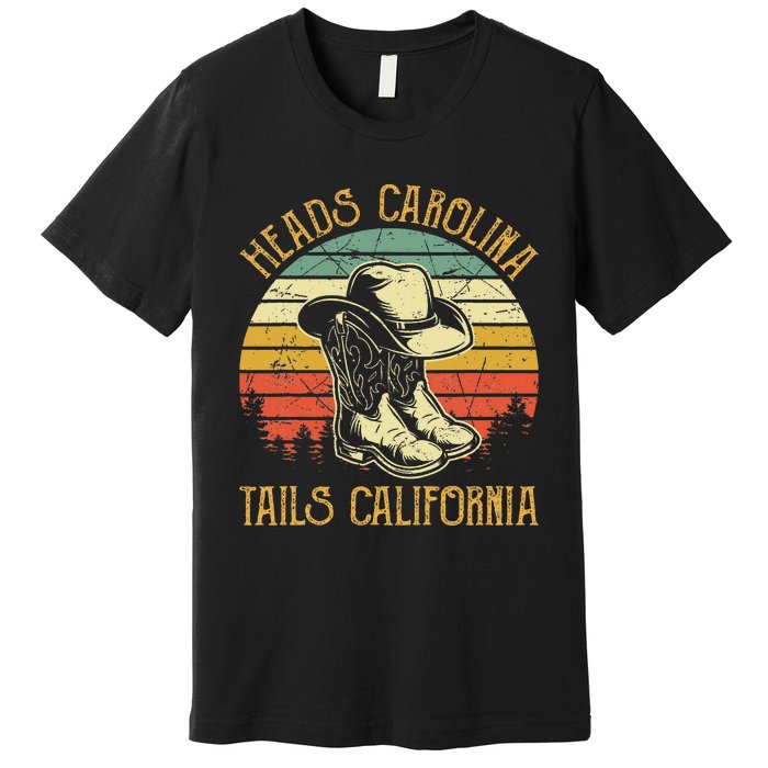 Heads Carolina Tail California Western Cowgirl Country Music Premium T-Shirt