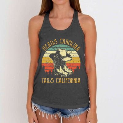 Heads Carolina Tail California Western Cowgirl Country Music Women's Knotted Racerback Tank