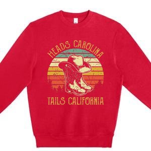 Heads Carolina Tail California Western Cowgirl Country Music Premium Crewneck Sweatshirt