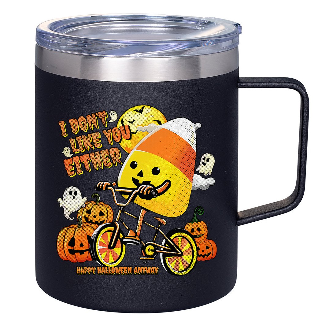 Halloween Costume Team Candy Corn I DonT Like You Either 12oz Stainless Steel Coffee Mug