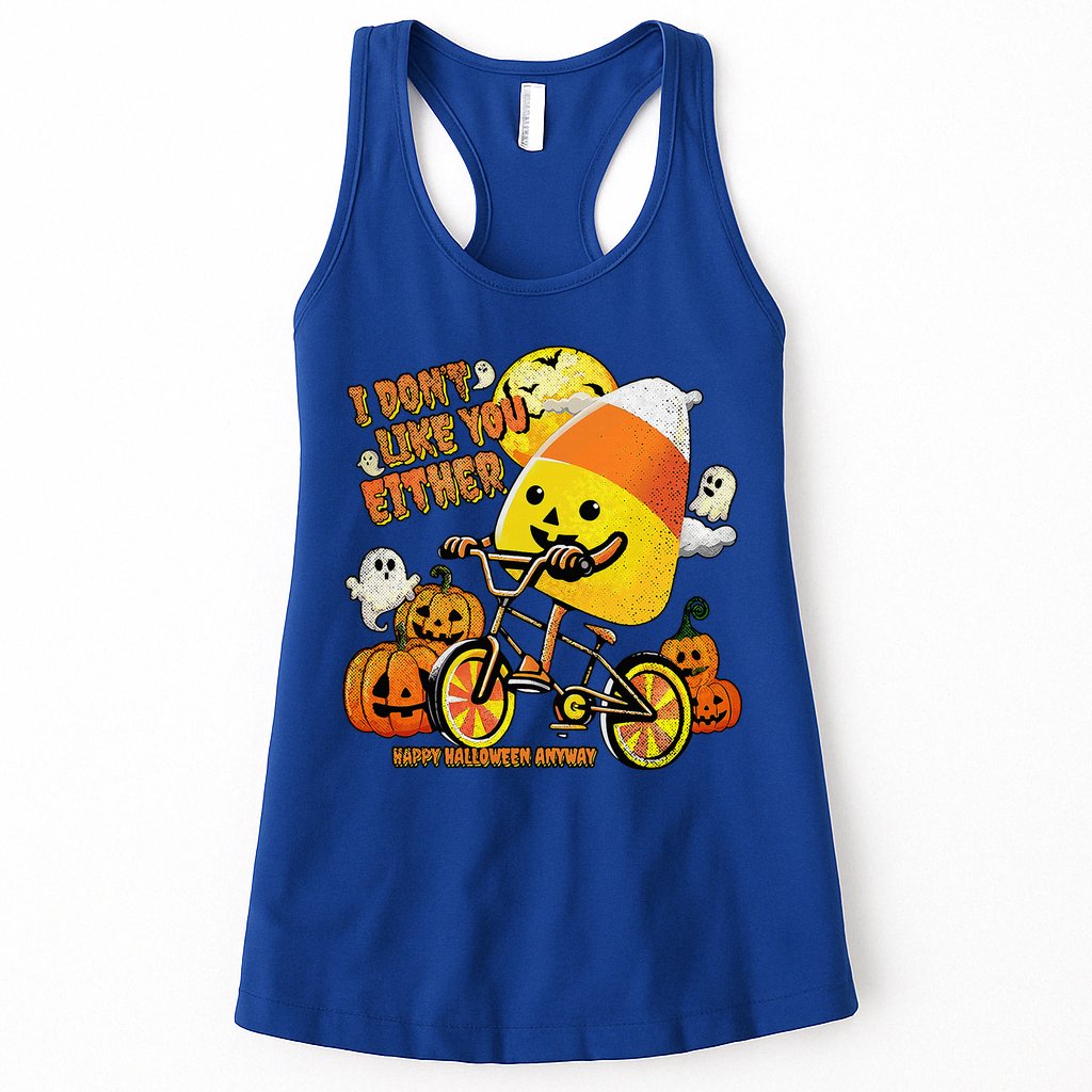 Halloween Costume Team Candy Corn I DonT Like You Either Womens Tank Top