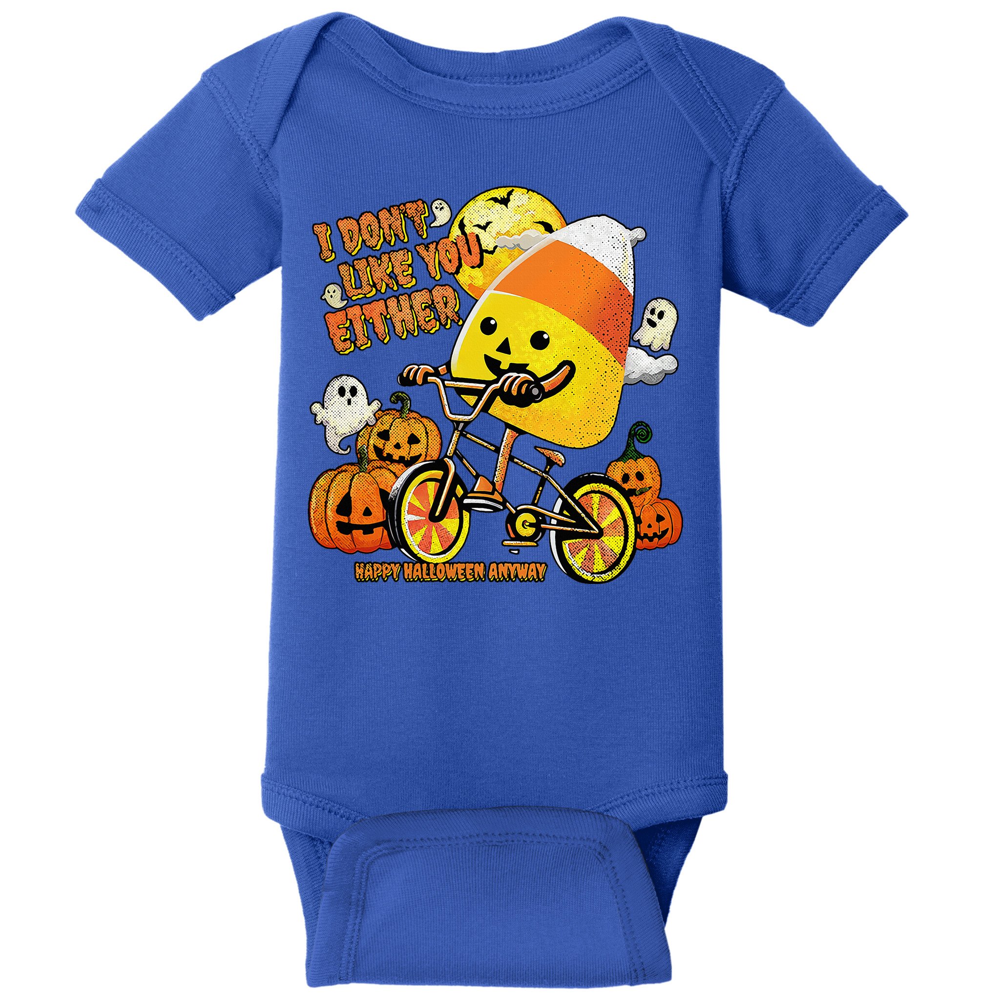 Halloween Costume Team Candy Corn I DonT Like You Either Baby Bodysuit