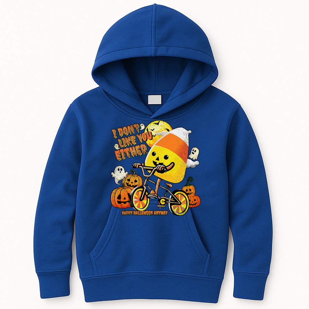 Halloween Costume Team Candy Corn I DonT Like You Either Kids Hoodie