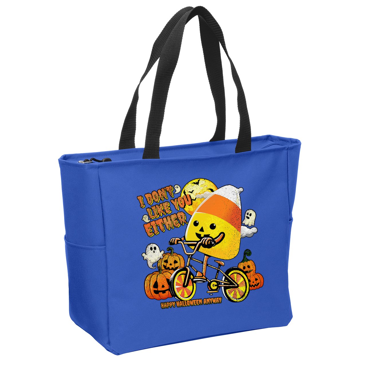 Halloween Costume Team Candy Corn I DonT Like You Either Zip Tote Bag