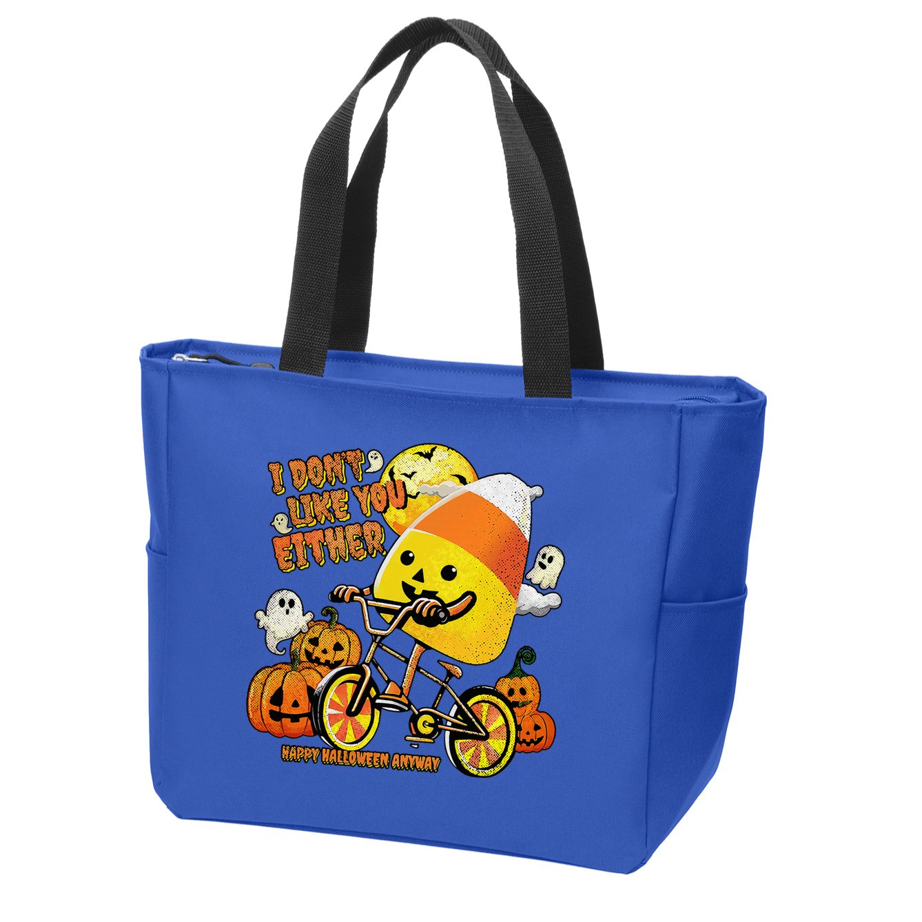 Halloween Costume Team Candy Corn I DonT Like You Either Zip Tote Bag