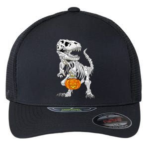 Halloween Costume TRex Skeleton Dinosaur Pumpkin Gift Flexfit Unipanel Trucker Cap