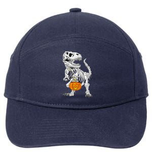 Halloween Costume TRex Skeleton Dinosaur Pumpkin Gift 7-Panel Snapback Hat