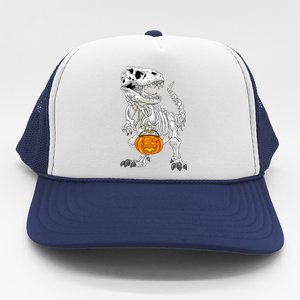 Halloween Costume TRex Skeleton Dinosaur Pumpkin Gift Trucker Hat