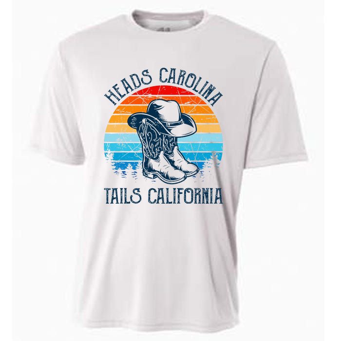 Heads Carolina Tail California Country Music Cowgirl Western Cooling Performance Crew T-Shirt