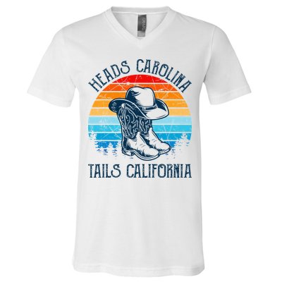Heads Carolina Tail California Country Music Cowgirl Western V-Neck T-Shirt